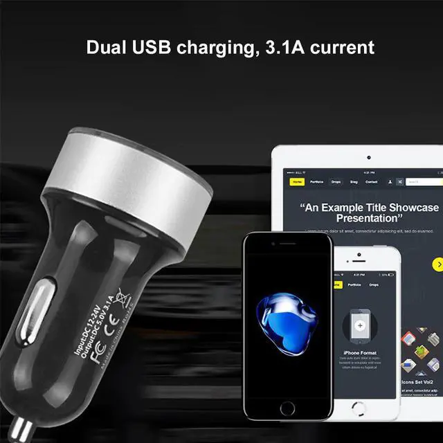 Alt view image 3 of 5 - 5V 3.4A Dual USB Car Charger Digital LCD Display For IPhone   Fast Charging Cigarette Socket Lighter