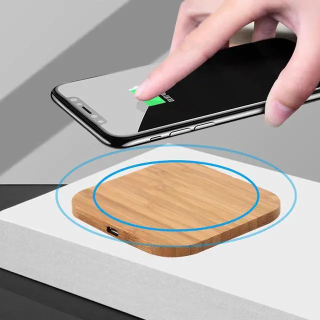 Alt view image 2 of 5 - Qi Wireless Charger Slim Wood Pad Charging Mat For Samsung Galaxy Note 9 iphone wireless charger mobile phone charger charging