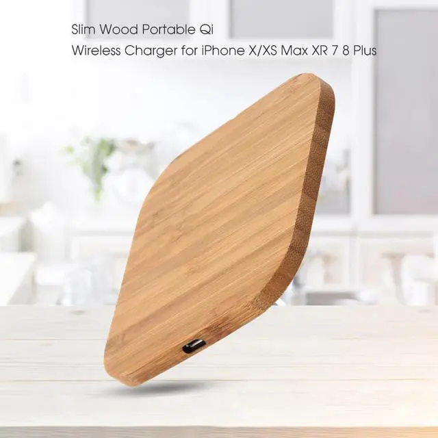 Alt view image 3 of 5 - Qi Wireless Charger Slim Wood Pad Charging Mat For Samsung Galaxy Note 9 iphone wireless charger mobile phone charger charging
