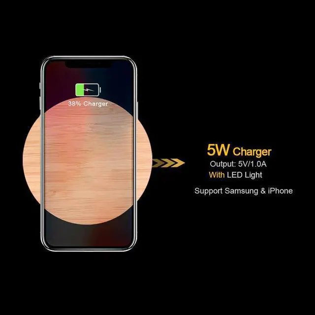 Alt view image 5 of 5 - Portable 5W Qi Wireless Charger Slim Wood Pad For Apple iPhone 7 8 Plus Smart Phone Wireless Charging Pad For Samsung S7
