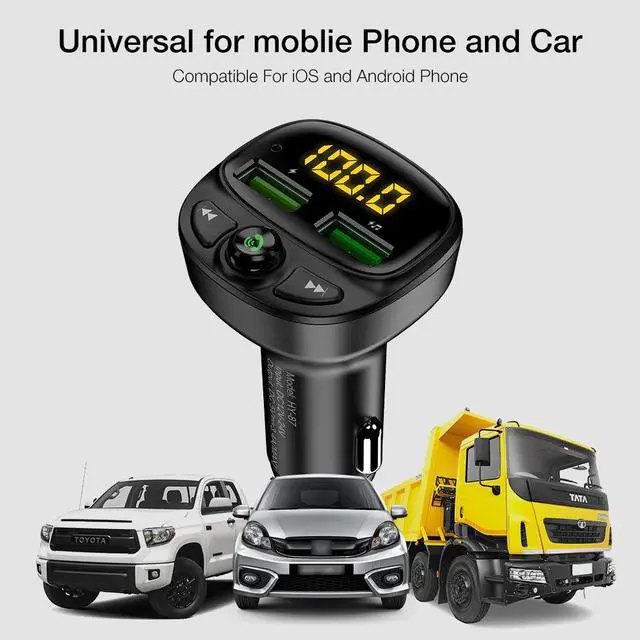 Alt view image 5 of 5 - 3.4A Fast Car Charger Fm Transmitter Bluetooth Dual USB Mobile Car Phone Charger Fast Charging MP3 TF Card Music Car Kit