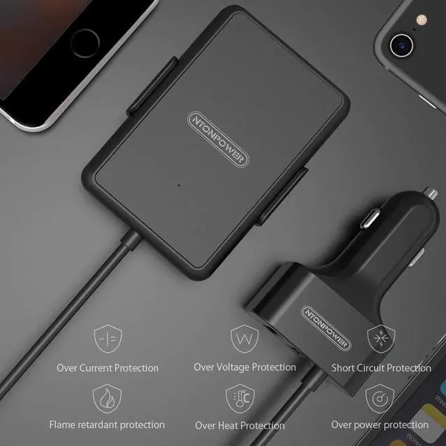 Alt view image 5 of 5 - 5 Ports USB  QC 3.0 Car Charger with 1.8m Extension Cable with Detachable Clip For Mobile Phone Tablet GPS Car-Charger