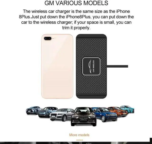 Alt view image 5 of 5 - 10W Wireless Charger Non-slip Silicone Mat Car Fast Charging Qi Dock Station Pad For IPhone Samsung Mobile Phone Accessories