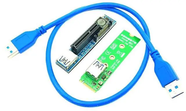 Alt view image 6 of 6 - Raiser NVME M.2 to PCI-E X4 Card Extension Port Adapter Riser Card Graphics Cards Connector PCIE Extender with 60cm USB3.0 Cable
