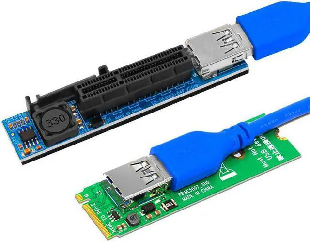 Main image of Raiser NVME M.2 to PCI-E X4 Card Extension Port Adapter Riser Card Graphics Cards Connector PCIE Extender with 60cm USB3.0 Cable