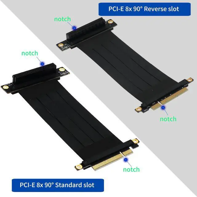 Alt view image 5 of 6 - PCIE X8 Riser Cable PCI Express Extension Cable PCIe 3.0 8Gbps X8 to x8 Port Adapter Connector 270 Degree Reverse PCI-E Extender