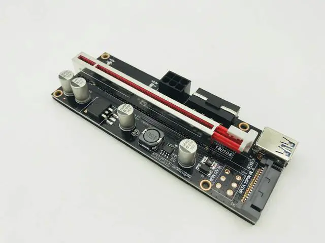 Alt view image 3 of 5 - 50PCS Newest VER009S Riser PCI Express Riser Card 1x to 16x Extender Adapter SATA 4pin 6pin USB 3.0 Power Supply for BTC Mining