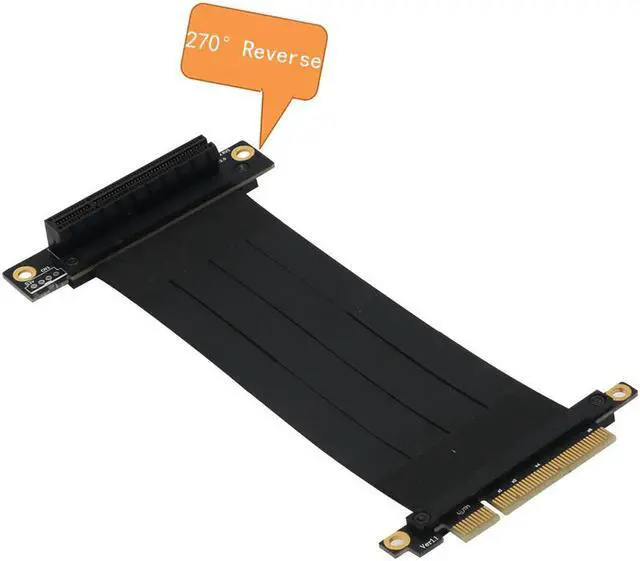Alt view image 2 of 6 - PCIE X8 Riser Cable PCI Express Extension Cable PCIe 3.0 8Gbps X8 to x8 Port Adapter Connector 270 Degree Reverse PCI-E Extender