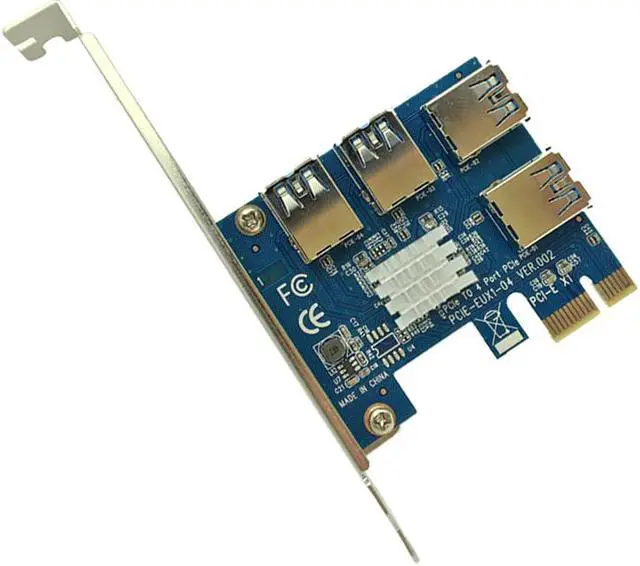 Alt view image 2 of 5 - Hot PCIE PCI-E PCI Express Riser Card 1x to 16x 1 to 4 USB 3.0 Slot Multiplier Hub Adapter For Bitcoin Mining Miner BTC Devices