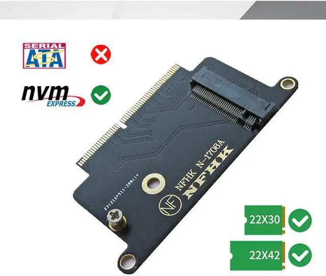 Alt view image 4 of 5 - NVME SSD Adapter for Apple Macbook A1708 Laptop NVMe PCIe M2 NGFF SSD to 2016 2017 Macbook Pro A1708 SSD Adapter Riser Card