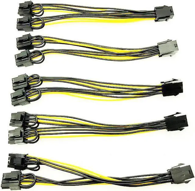 Main image of 5PCS PCI-E 6-pin to Dual 6+2-pin (6-pin/8-pin) Power Splitter Cable Graphics Card PCIE PCI Express 6Pin to Dual 8Pin Power Cable