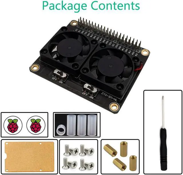 Alt view image 6 of 6 - Raspberry Pi 4 Model B LED Dual Cooling Fan Automatic Discoloration GPIO Expansion Board + Switch for Raspberry Pi 4B/3B+/3B/3A+