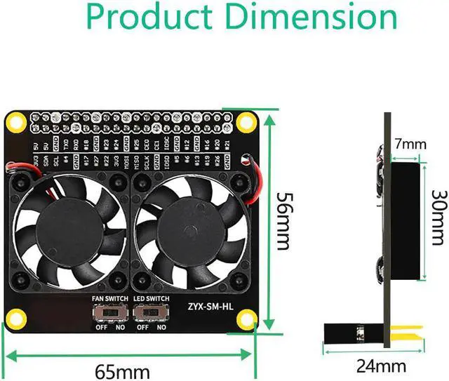 Alt view image 4 of 6 - Raspberry Pi 4 Model B LED Dual Cooling Fan Automatic Discoloration GPIO Expansion Board + Switch for Raspberry Pi 4B/3B+/3B/3A+
