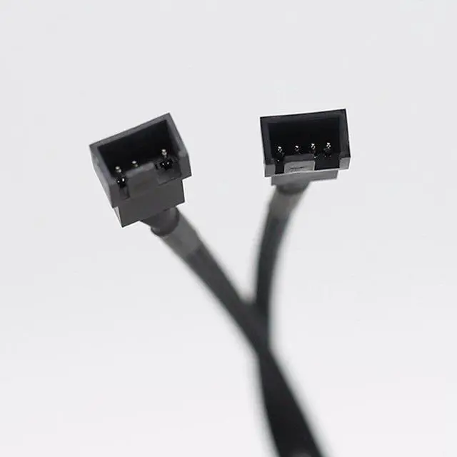 Alt view image 5 of 5 - 1 to 2 Way Braided Cable Y Splitter 3/4 Pin PWM Male Connector Fan Computer PC Fan Extension Adapter Cable