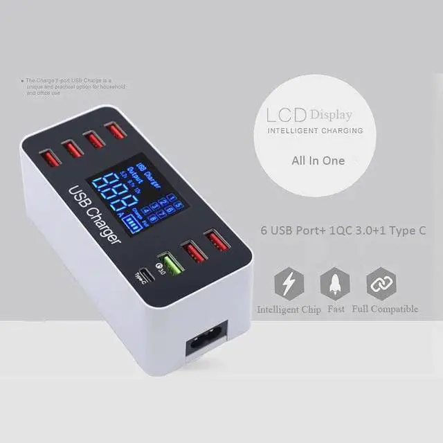 Alt view image 2 of 5 - 8 Port Multi Fast Usb Charger Quick Charge 3.0 Multiple Usb Phone Charging Station Universal Usb Hub Charger Qc 3.0 Led Displa