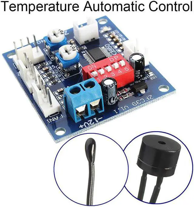 Alt view image 2 of 3 - 12V 5A PWM PC CPU Fan Temperature Control Speed Controller Board Speed Controller Temperature Probe Buzzle