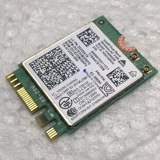 Main image of Int Dual Band Wireless-AC 3160 802.11a/b/g/n/ac + BT 4.0 WiFi Card For Lenovo Y40, Y50, E10-30 Series,FRU 04X6034 20200418