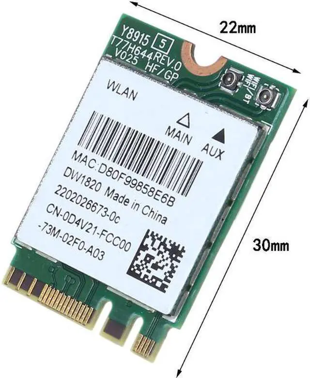 Alt view image 4 of 4 - For Dell Wireless 1820 DW1820 WLAN WiFi 802.11AC + BT 4.1 M.2 WIFI Card D4V21 090F