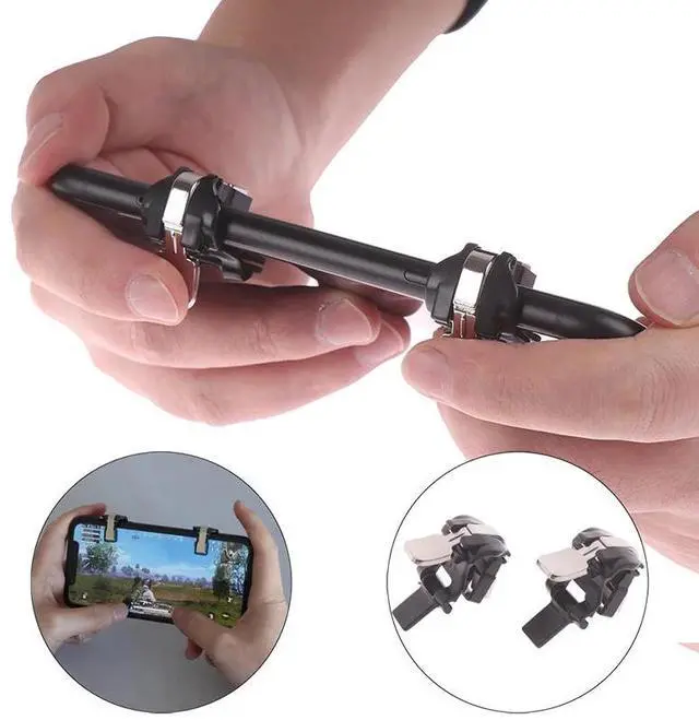 Alt view image 2 of 6 - 1 pair Black mobile phone gaming trigger fire button shooter controller