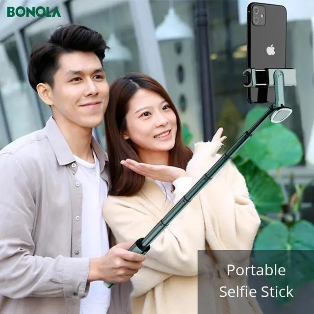 Alt view image 6 of 6 - Bonola Portable Integrated Tripod Selfie Stick Hidden Phone Bracket Bluetooth Button Phone Self-timer Lever Holder For Phone