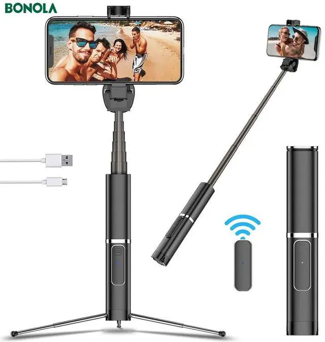 Alt view image 2 of 6 - Bonola Portable Integrated Tripod Selfie Stick Hidden Phone Bracket Bluetooth Button Phone Self-timer Lever Holder For Phone