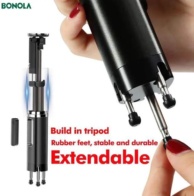 Alt view image 4 of 6 - Bonola Portable Integrated Tripod Selfie Stick Hidden Phone Bracket Bluetooth Button Phone Self-timer Lever Holder For Phone