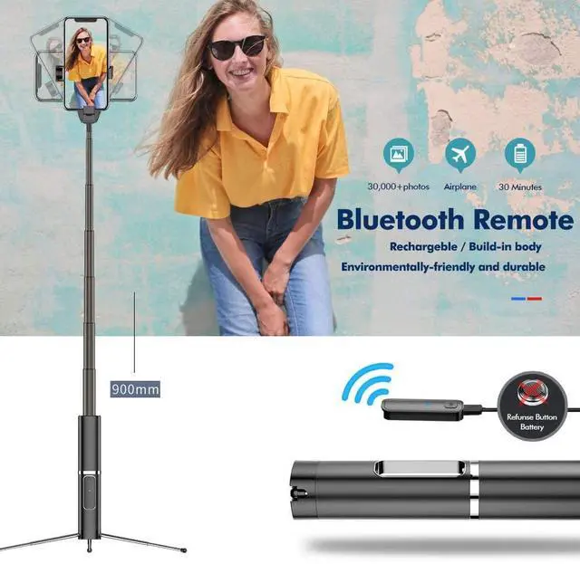 Alt view image 3 of 6 - Bonola Portable Integrated Tripod Selfie Stick Hidden Phone Bracket Bluetooth Button Phone Self-timer Lever Holder For Phone