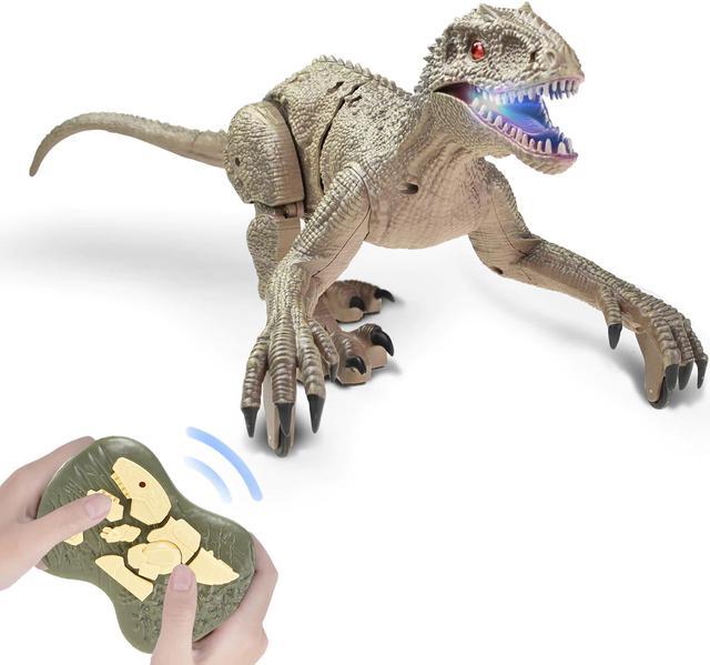 Remote Control Dinosaur with LED Light & Sound RC Dinosaur Toy Rechargeable  2.4Ghz Simulation Realistic Walking Velociraptor