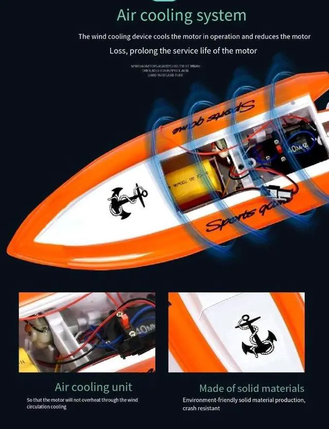 Alt view image 4 of 6 - RC Boat 2.4G Remote Control Speed Boat Children's Toy Boat Model Speed Electric Water Small Speed Boat Toy Gift for Kids
