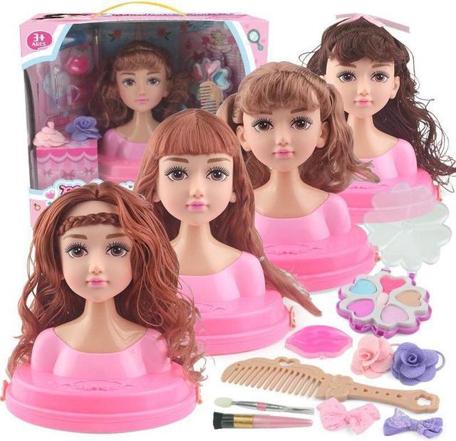 Children's Doll Styling Head Makeup Combing Hair Toy Doll Set