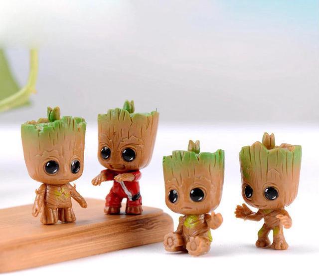 2021 4pcs/set Marvel Guardians of The Galaxy Avengers Tiny Cute Baby Groot  Tree Man Model Figure Toys 5cm Nintendo 3DS / 2DS Systems 