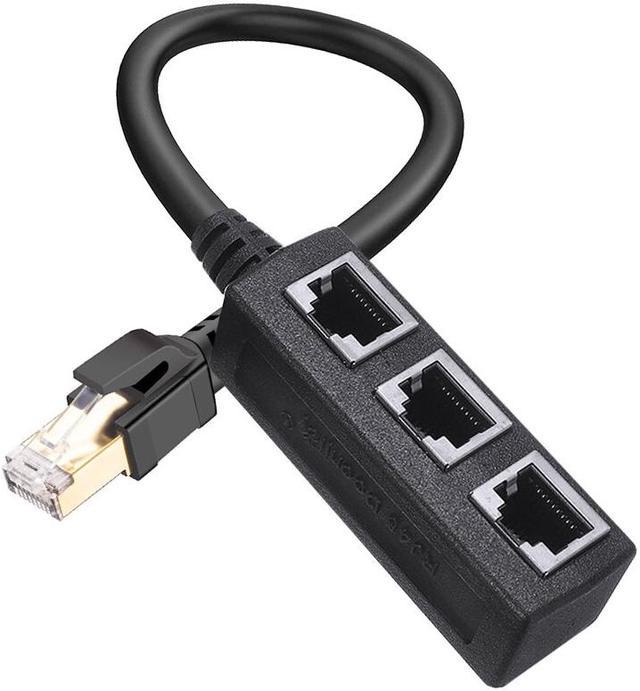 RJ45 1 to 3 Port Ethernet Cable Splitter Connector Extender for Cat 8/Cat7