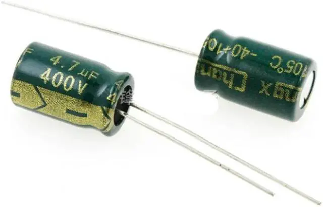 Main image of 20PCS 400V4.7UF Green Gold High Frequency Low Resistance Electrolytic Capacitor 4.7UF 400V Volume 8X12mm