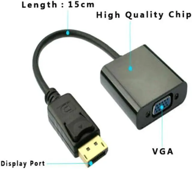 Alt view image 7 of 7 - Display Port to VGA, DisplayPort DP Male To VGA Female Cable Adapter Converter Compatible with Computer, Desktop, Laptop, PC, Monitor, Projector, HDTV - Black
