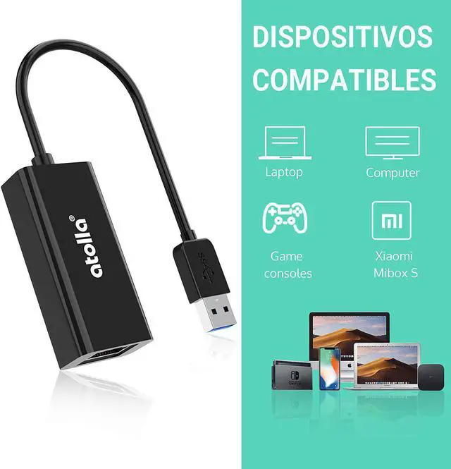 Alt view image 5 of 7 - USB to Ethernet Adapter, atolla USB 3.0/Type-C to Ethernet Gigabit Ethernet LAN Network Adapter, Compatible for MacBook Pro/Air, Dell XPS and More