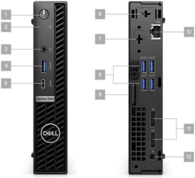 Alt view image 2 of 5 - Dell Optiplex 5000 Micro Desktop (2022) | Core i7 - 12700T - 256GB SSD Hard Drive - 8GB RAM | 12 cores @ 4.7 GHz Win 11 Pro Black
