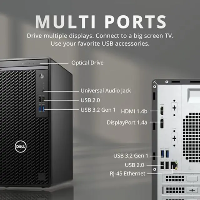 Alt view image 5 of 6 - Dell Optiplex 3000 MT Desktop (2022) | Core i5 - 12500 - 512GB SSD + 1TB HDD Hard Drive - 16GB RAM - Nvidia GeForce GT 1030 | 6 cores @ 4.6 GHz - 2GB GDDR5 Win 11 Pro Black