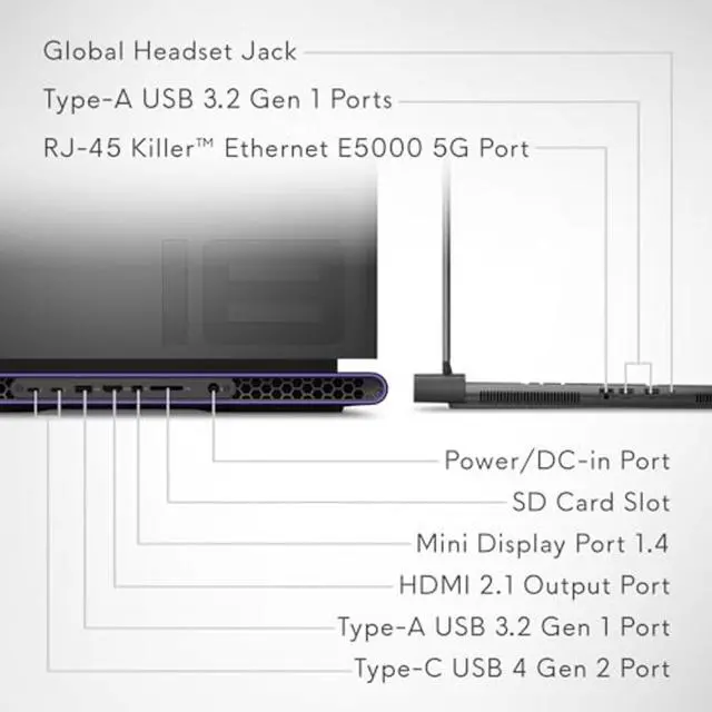 Alt view image 2 of 2 - Dell Alienware m18 R2 Laptop (2024) | 18" 2560x1600 QHD+ | Core i7 - 14700HX - 1TB SSD Hard Drive - 64GB RAM - Nvidia GeForce RTX 4070 | 20 cores @ 5.5 GHz - 8GB GDDR6X Win 11 Home Black