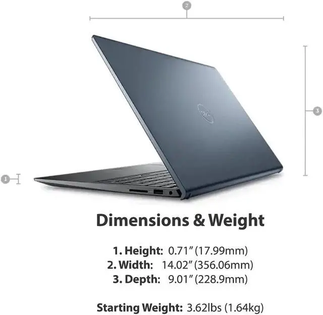 Alt view image 6 of 6 - Dell Inspiron 5515 Laptop | 15.6" 1920x1080 FHD | Ryzen 5 - 5500 - 512GB SSD Hard Drive - 16GB RAM | 6 cores @ 4.2 GHz Win 11 Home Silver
