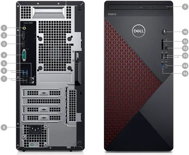 Alt view image 3 of 6 - Dell Vostro 5880 Desktop | Core i5 - 10400 - 1TB SSD Hard Drive - 16GB RAM | 6 cores @ 4.3 GHz Win 10 Pro Black