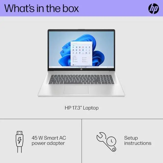 Alt view image 5 of 5 - HP 17-cp2000 Laptop (2023) | 17.3" 1600x900 HD+ | Ryzen 3 - 7320U - 256GB SSD Hard Drive - 4GB RAM | 4 cores @ 4.1 GHz Win 11 Home Black