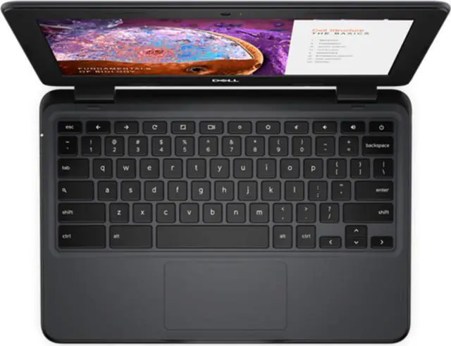 Alt view image 4 of 6 - Dell Chromebook 3110 Laptop (2022) Touch | 11.6" 1366x768 HD | Celeron - N4500 - 64GB SSD Hard Drive - 4GB RAM | 2 cores @ 2.8 GHz Chrome OS Black