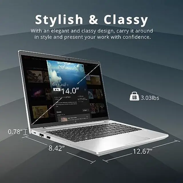 Alt view image 4 of 6 - HP EliteBook 645 G9 Laptop (2023) | 14" 1920x1080 FHD | Ryzen 5 Pro - 5675U - 256GB SSD Hard Drive - 16GB RAM | 6 cores @ 4.3 GHz Win 11 Pro Black