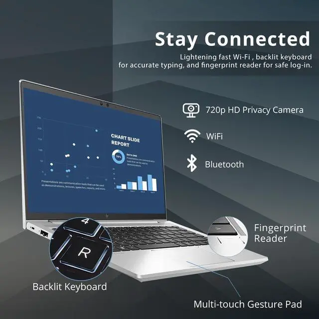 Alt view image 2 of 6 - HP EliteBook 645 G9 Laptop (2023) | 14" 1920x1080 FHD | Ryzen 5 Pro - 5675U - 256GB SSD Hard Drive - 16GB RAM | 6 cores @ 4.3 GHz Win 11 Pro Black
