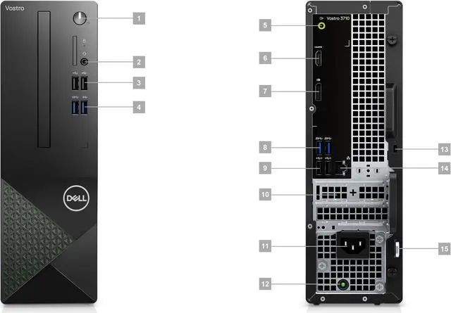 Alt view image 6 of 9 - Dell Vostro 3710 SFF Desktop (2022) | Core i5 - 12400 - 256GB SSD Hard Drive - 8GB RAM | 6 cores @ 4.4 GHz Win 11 Pro Black
