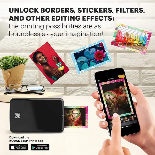 Alt view image 5 of 7 - KODAK Step Wireless Mobile Photo Mini Printer (Black) Compatible w/ iOS & Android, NFC & Bluetooth Devices