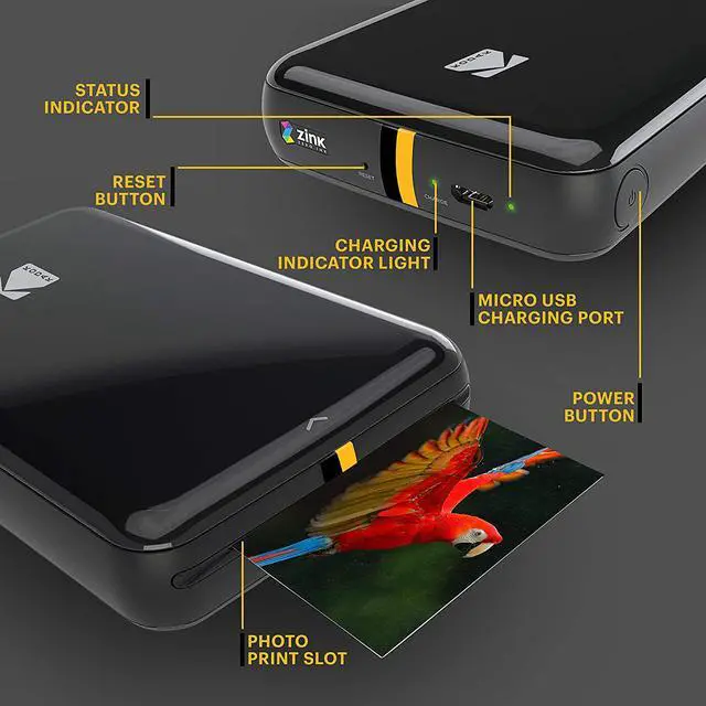 Alt view image 6 of 7 - KODAK Step Wireless Mobile Photo Mini Printer (Black) Compatible w/ iOS & Android, NFC & Bluetooth Devices