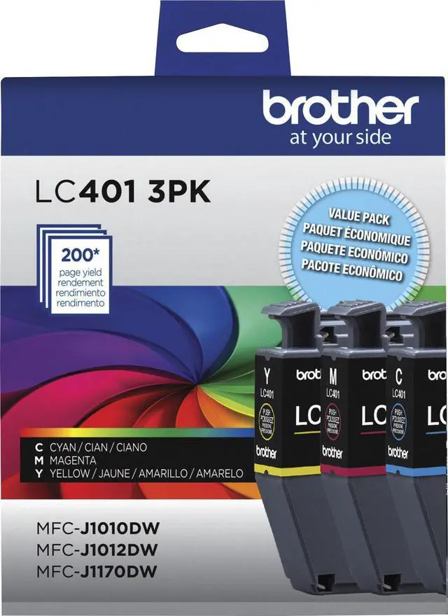 Alt view image 9 of 20 - Brother LC401 Cyan/Magenta/Yellow Standard Yield Ink Cartridges 3/Pack (LC4013PKS)