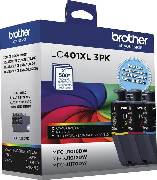 Alt view image 13 of 20 - Brother LC401 Cyan/Magenta/Yellow Standard Yield Ink Cartridges 3/Pack (LC4013PKS)