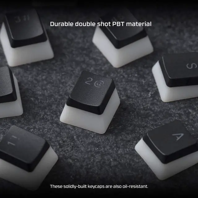 Alt view image 3 of 8 - HyperX Pudding Keycaps - Double Shot PBT Keycap Set with Translucent Layer, for Mechanical Keyboards, Full 104 Key Set, OEM Profile, English (US) Layout - Black